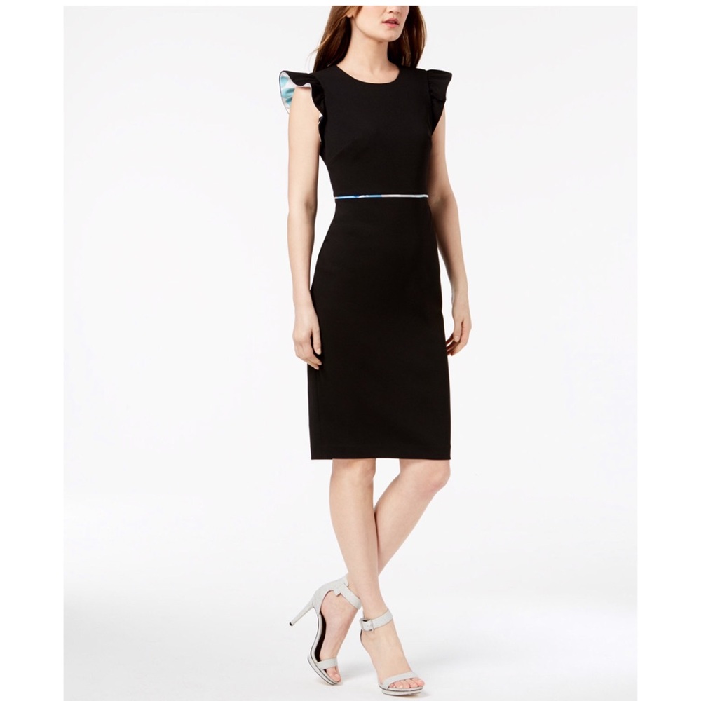 Calvin Klein Ruffled-Sleeve Sheath Dress